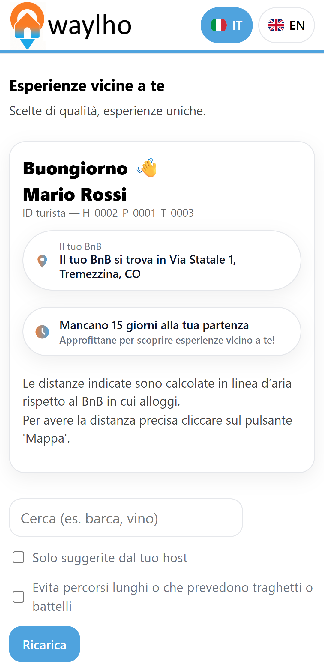 Anteprima dashboard Tourist su telefono