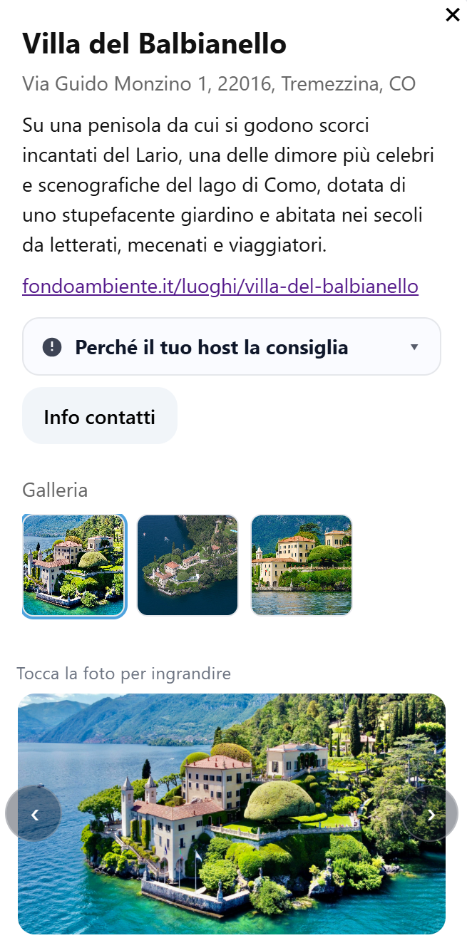 Tourist dashboard: dettaglio esperienza (screenshot)